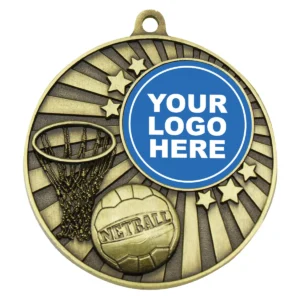 Gold impact medal - netball with metal construction