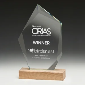 Journey award with glass / wood construction