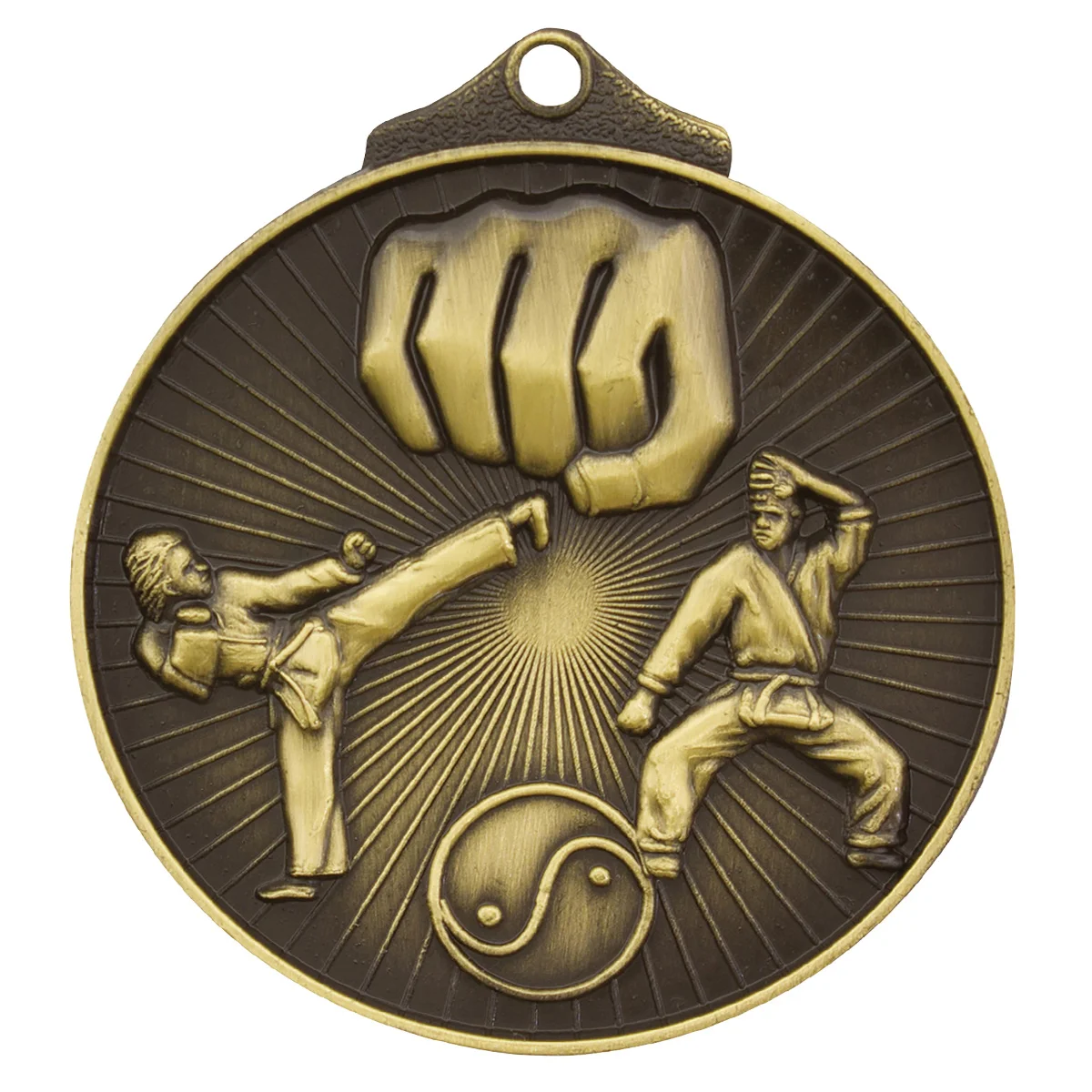 md923g-gold Gold karate medal with metal construction