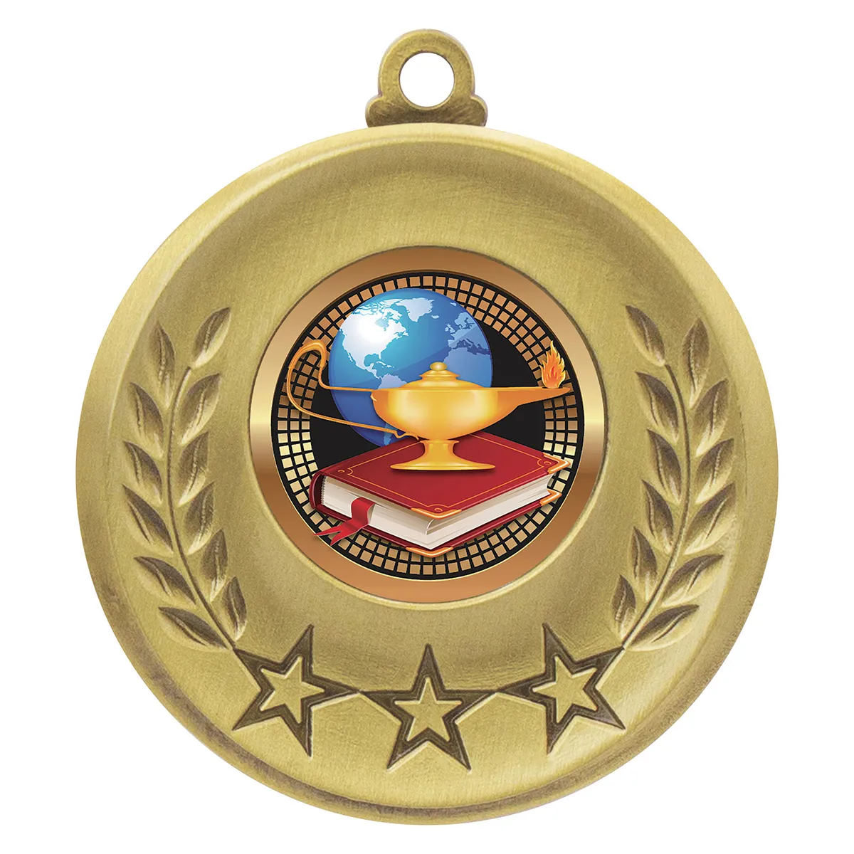 msh105g-gold Gold laurel medal - academic with metal construction