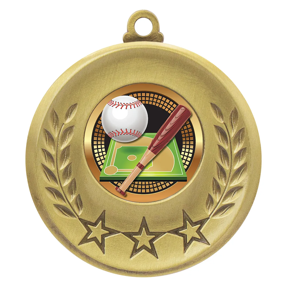 msh133g-gold Gold laurel medal - baseball with metal construction
