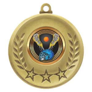 Gold laurel medal - lacrosse with metal construction