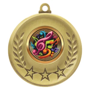 Gold laurel medal - music with metal construction