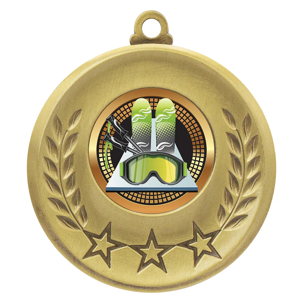 msh191g-gold Gold laurel medal - skiing with metal construction