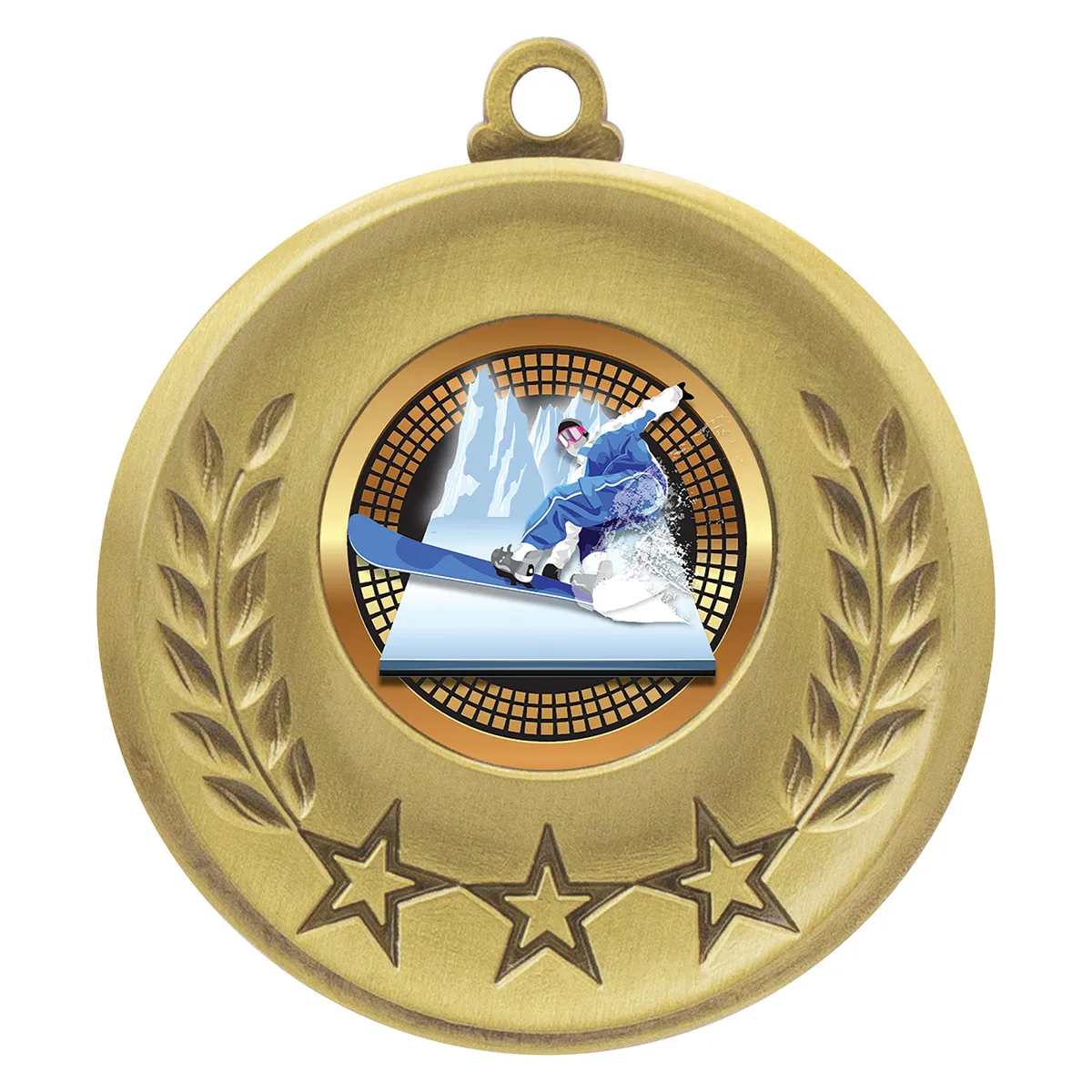 msh192g-gold Gold laurel medal - snowboarding with metal construction