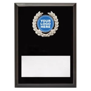 Black laurel plaque - silver with timber construction