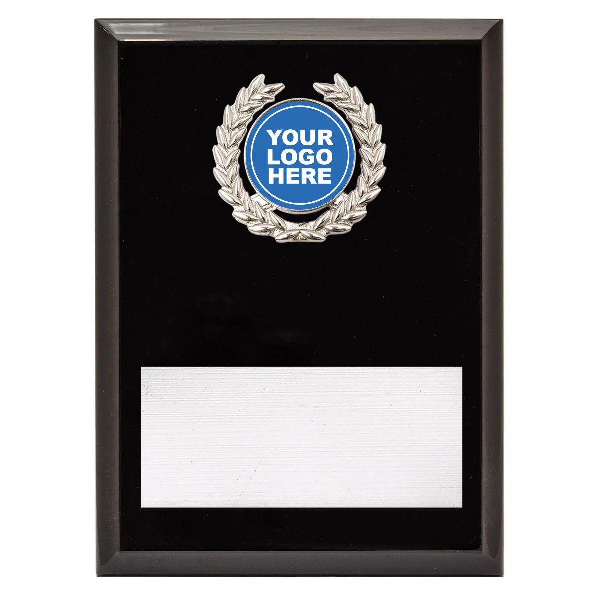 Black laurel plaque - silver with timber construction