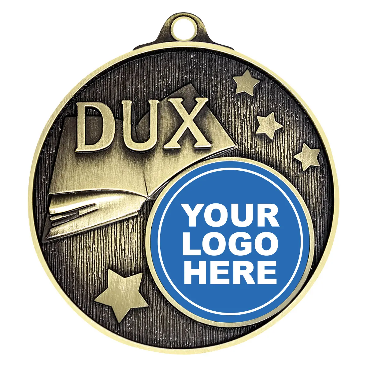 mc606g-gold Gold logo medal - dux with metal construction