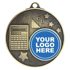 Gold logo medal - maths with metal construction