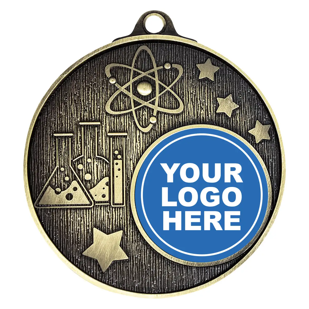 mc619g-gold Gold logo medal - science with metal construction