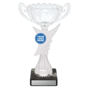 Silver lucent cup with plastic / marble construction