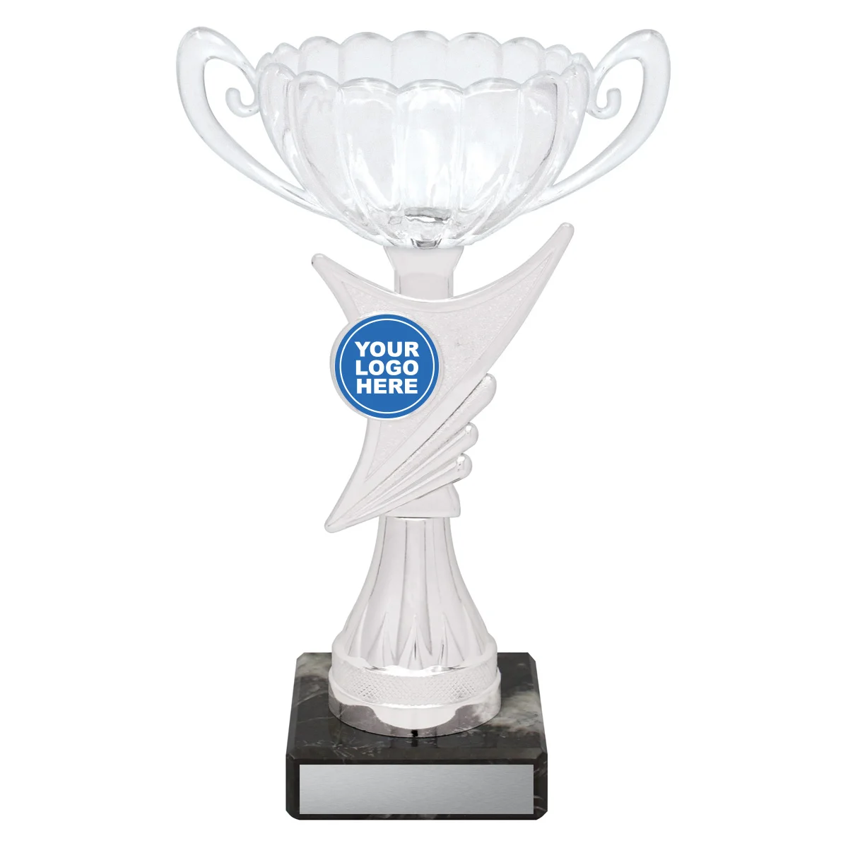 cup174-silver Silver lucent cup with plastic / marble construction