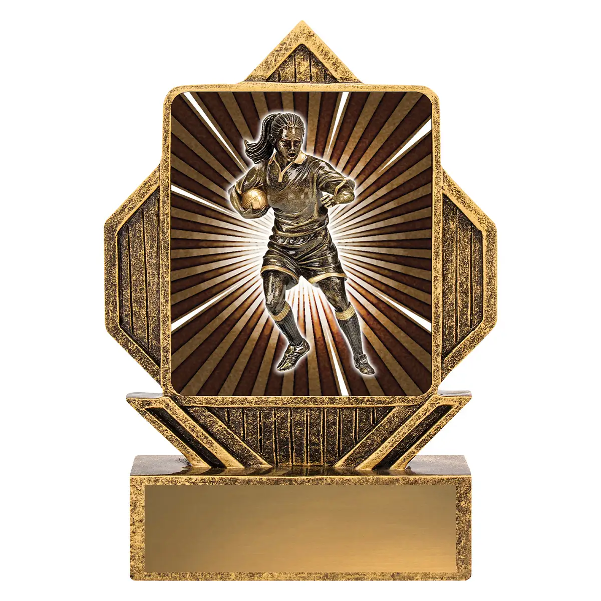 la012-gold Gold lynx arrow - rugby female with resin construction