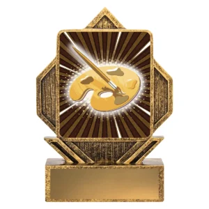 Gold lynx arrow - visual arts with resin construction