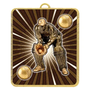 Gold lynx medal - cricket wicketkeeper with metal construction