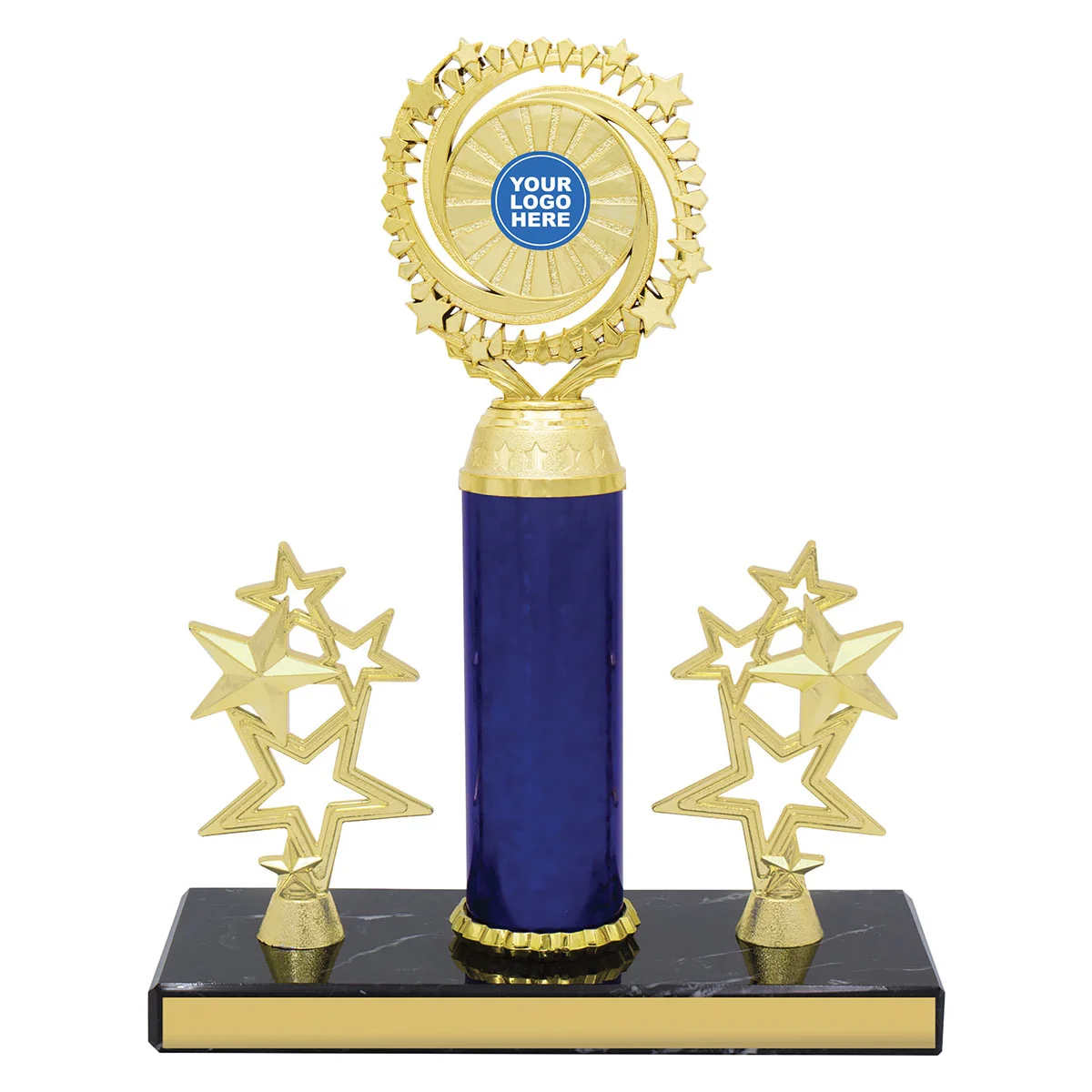 ptr09-blue Blue marble poster trophy with plastic / marble construction