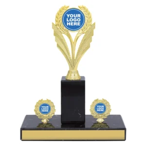 Gold marble poster trophy with plastic / marble construction
