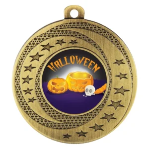 Gold medal - halloween pumpkin with metal construction