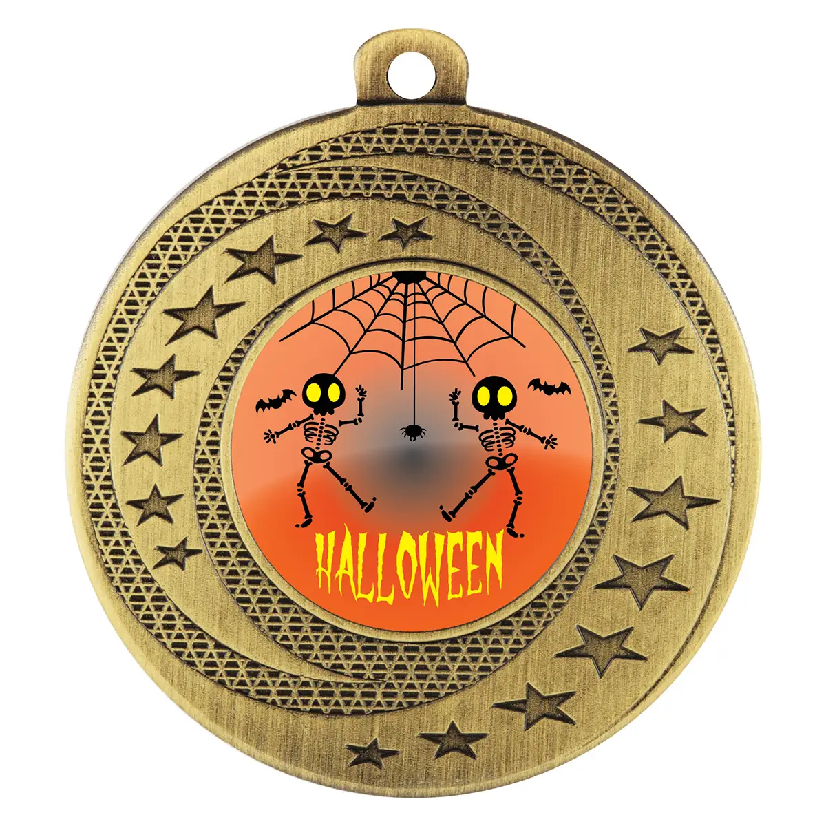 asw135g-gold Gold medal - halloween skeletons with metal construction