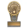 Silver & gold mini badminton ikon with resin construction