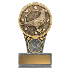 Silver / gold mini pigeon ikon with resin construction