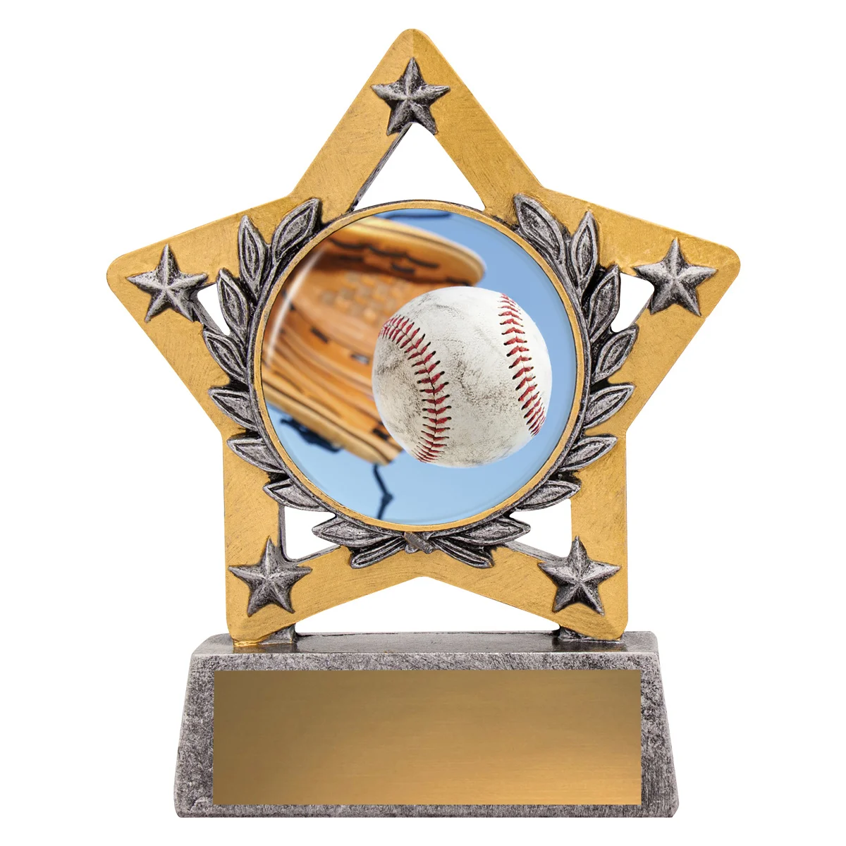 msc741-silver Silver mini star colour - baseball with resin construction