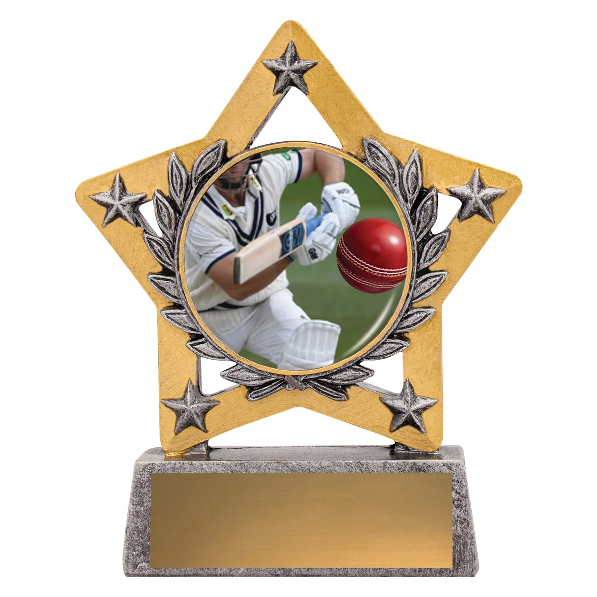 msc402-silver Silver mini star colour - batting with resin construction