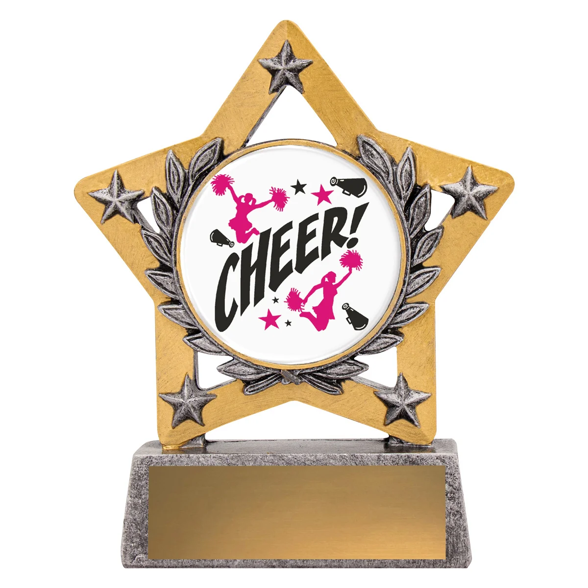 Silver mini star colour - cheer with resin construction