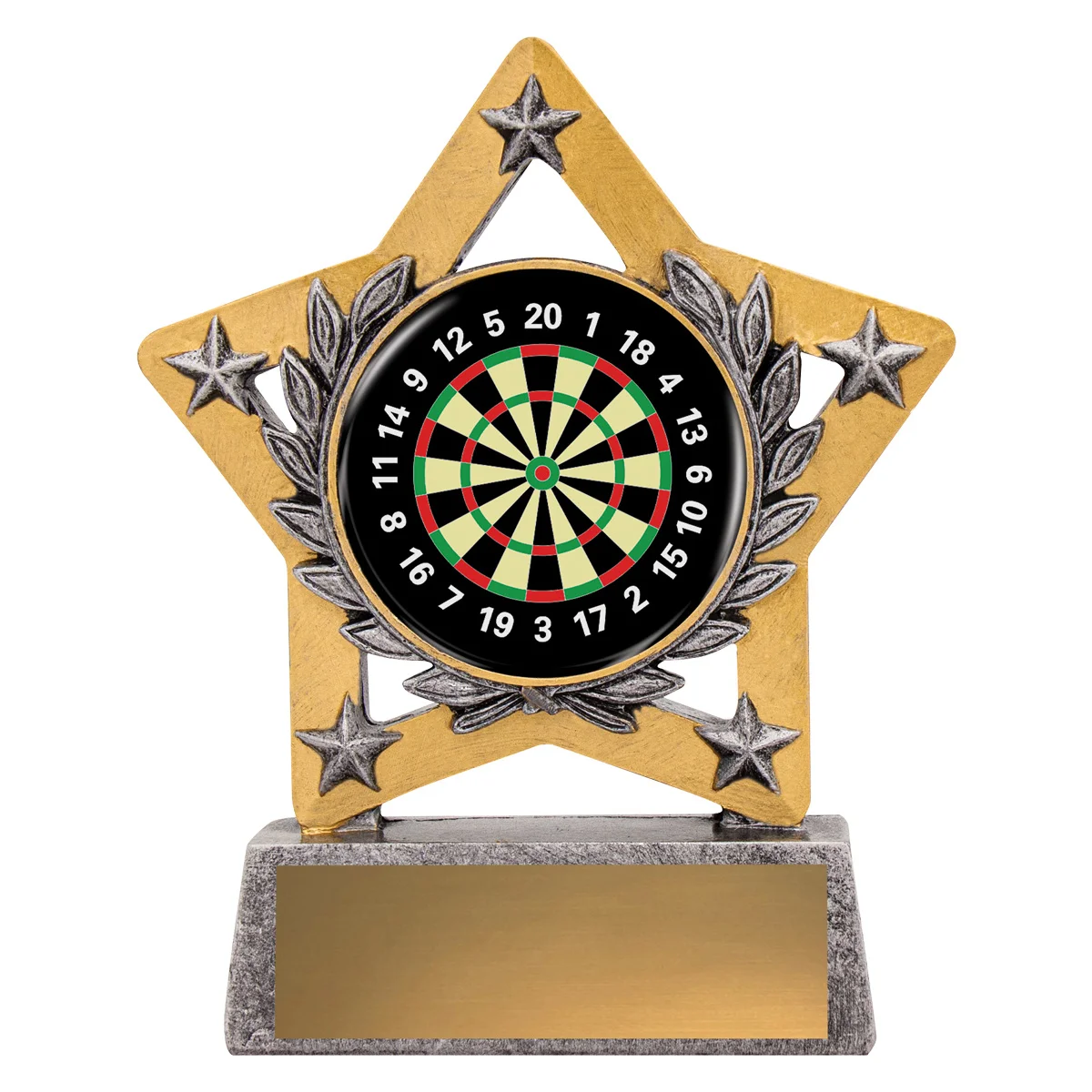 Silver mini star colour - dartboard with resin construction