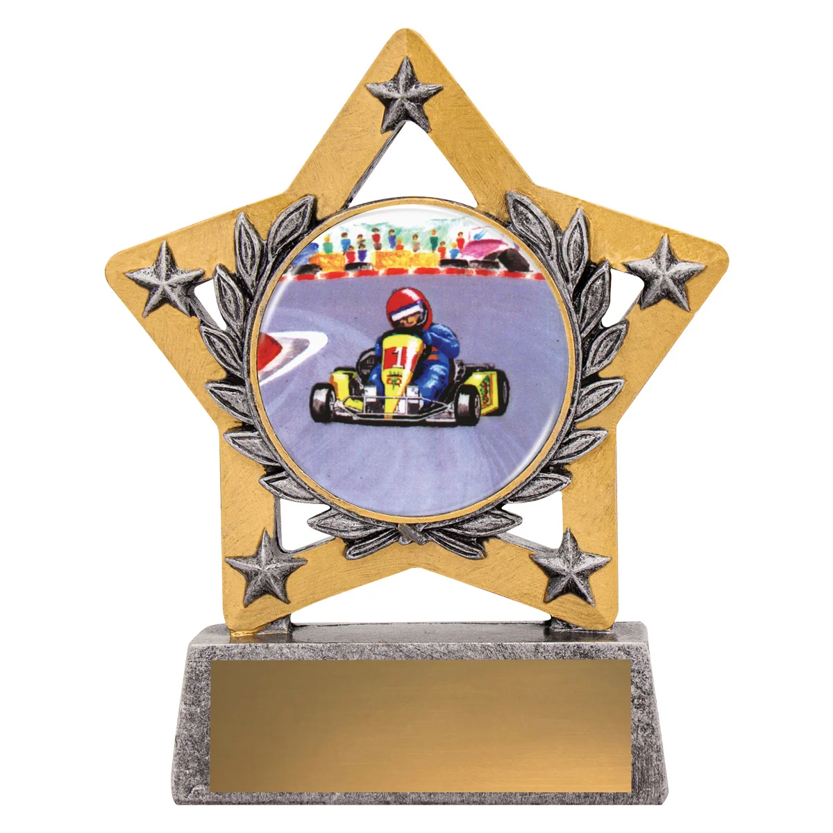 msk37-silver Silver mini star colour - go kart with resin construction