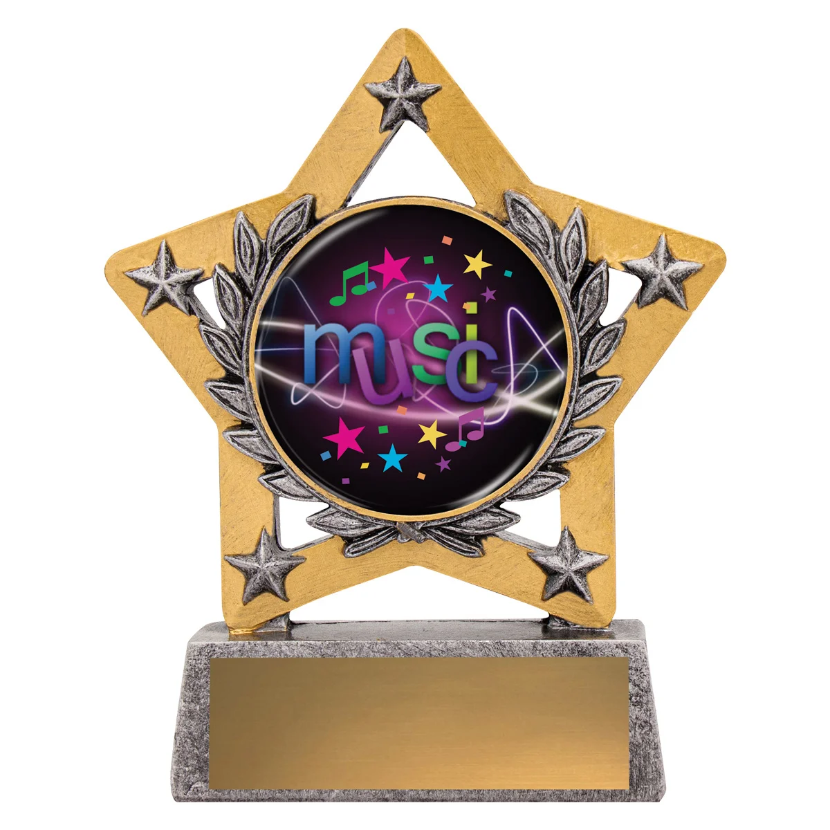 msc361-silver Silver mini star colour - music with resin construction
