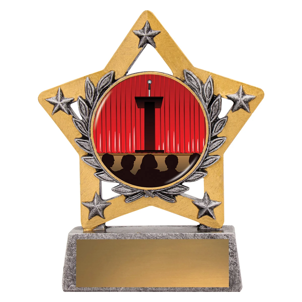 msk131-silver Silver mini star colour - public speaking with resin construction