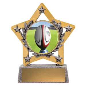Silver mini star colour - rugby with resin construction
