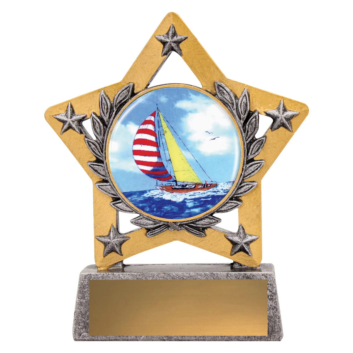 msk147-silver Silver mini star colour - sailing with resin construction