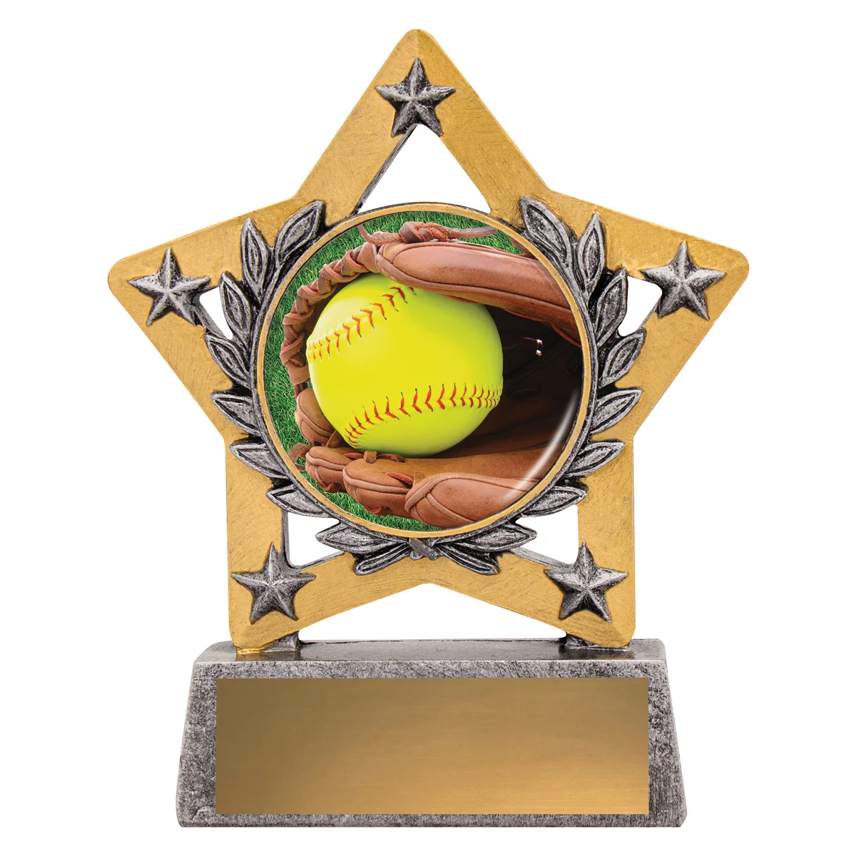 Silver mini star colour - softball with resin construction