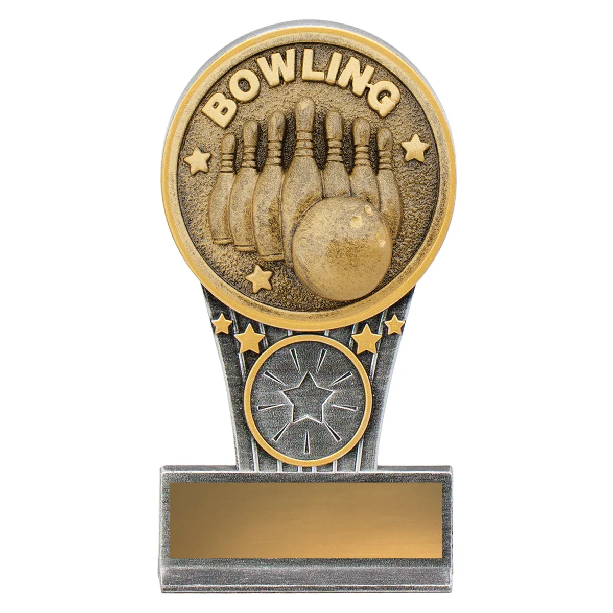 -gold Silver / gold mini tenpin ikon with resin construction
