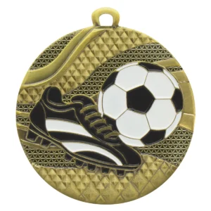 Gold mosaic football with metal construction