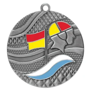 Silver mosaic lifesaving medal with metal construction