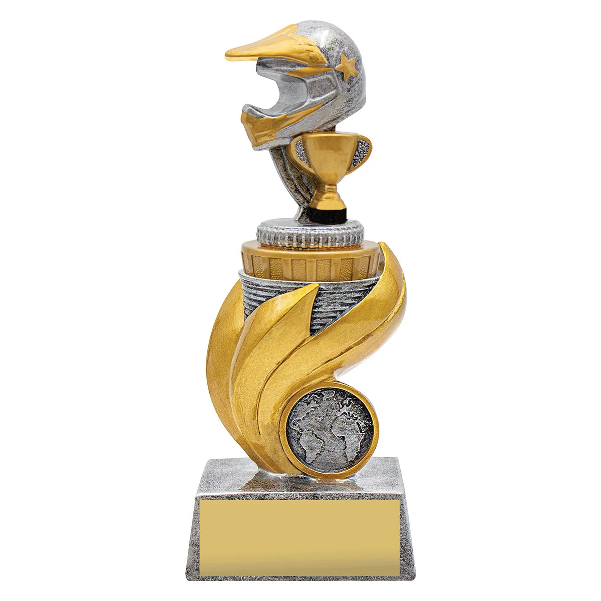 ur68a-silver Silver motocross flame with resin construction
