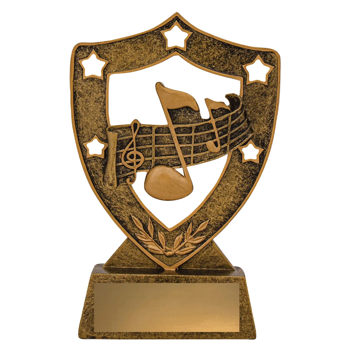 13521-gold Gold music gold shield with resin construction