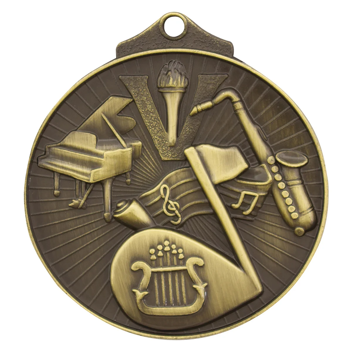 md921g-gold Gold music medal with metal construction
