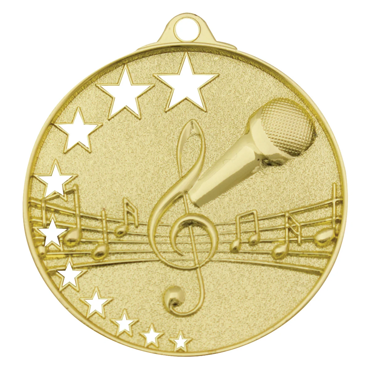 Gold music stars with metal construction