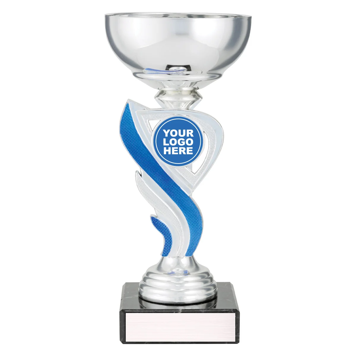 cup173-blue Blue mystic cup with plastic / metal / marble construction