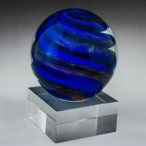 spherical swirl design and engraving plate for business recognition.