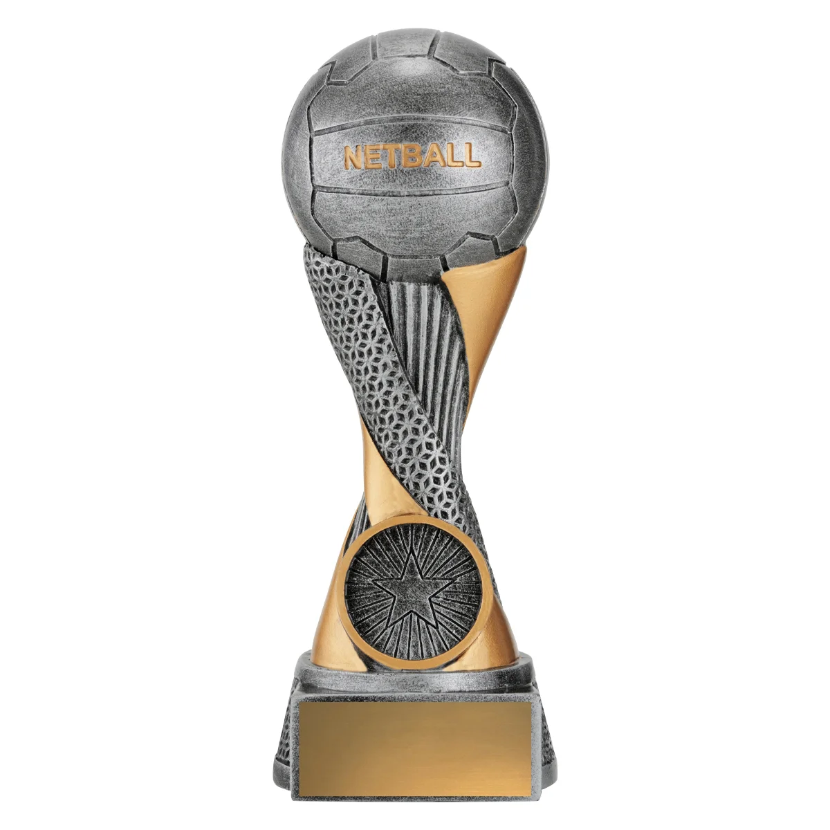 Silver / gold netball apex with resin construction