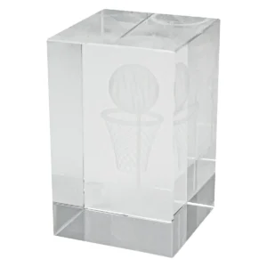 Netball crystal block award with crystal construction