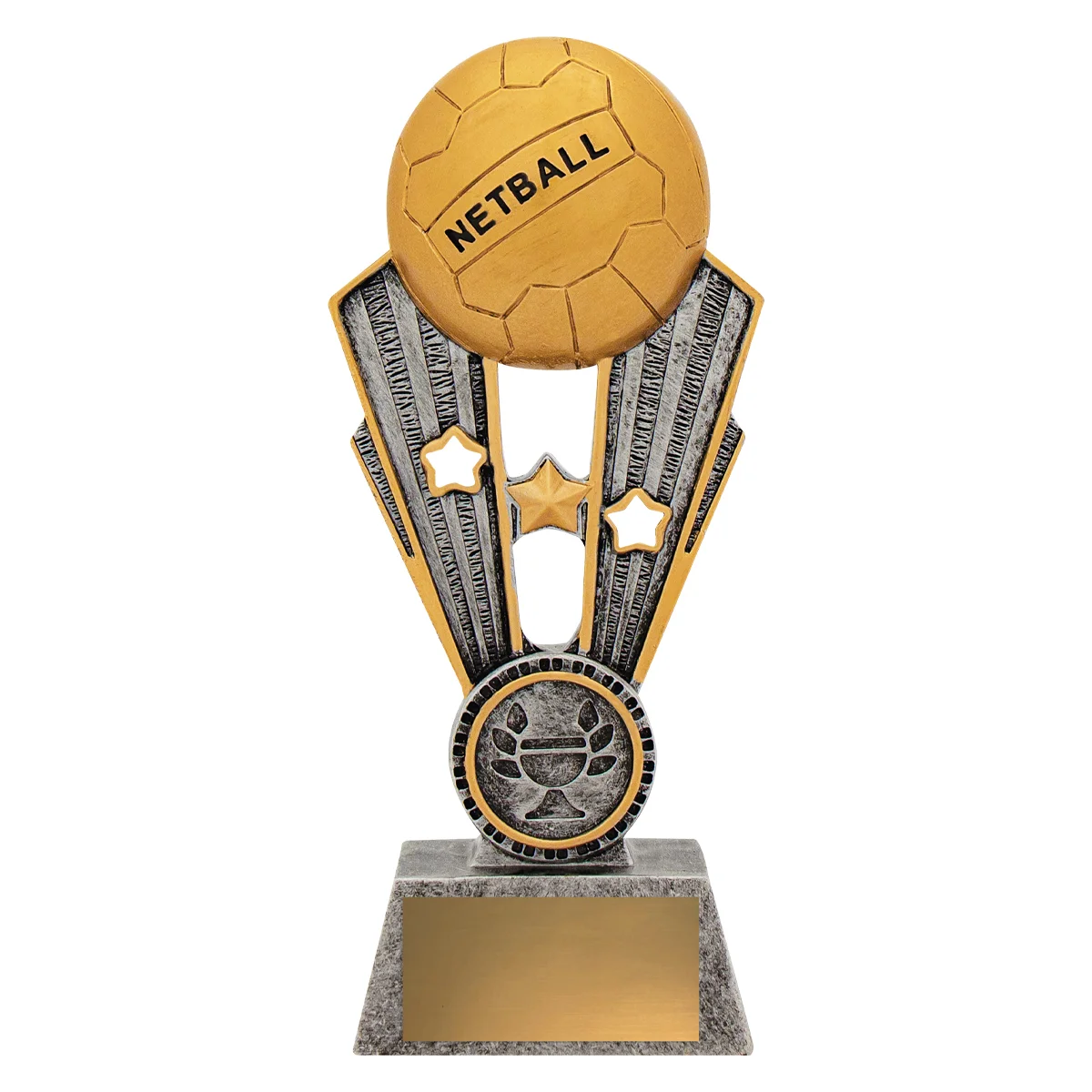 a1403aa-silver Silver netball fame with resin construction