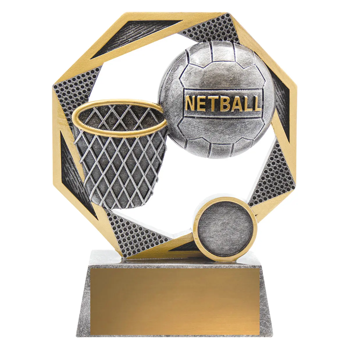 a2437a-silver Silver netball helm with resin construction