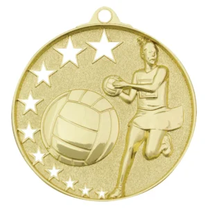 Gold netball stars with metal construction