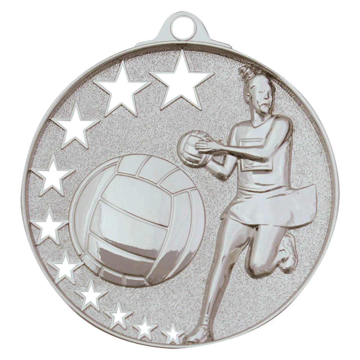 Silver netball stars with metal construction